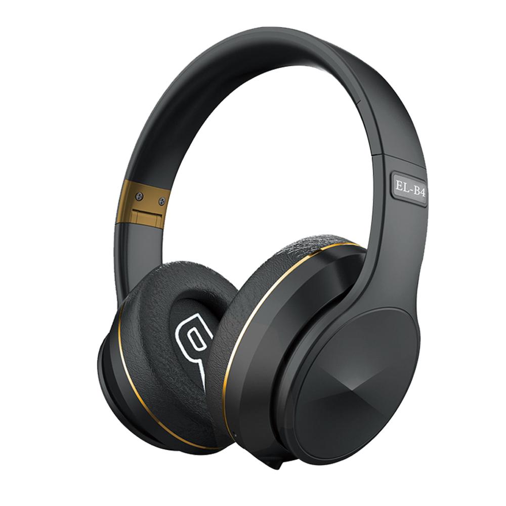 Headphones EL-B4 Wireless Bluetooth Stereo Surround 250mAh Foldable Headset Yellow Orange Golden Silver Option Earphones: Black Golden