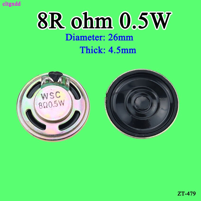 1 stücke Neue Ultra-dünne Mini lautsprecher 8 Ohm 0,5 Watt 0,5 W 8R lautsprecher Durchmesser 10 15 20 23 26 30 32 40 50 mm 4CM dicke 6 4 3MM: 26x4.5mm
