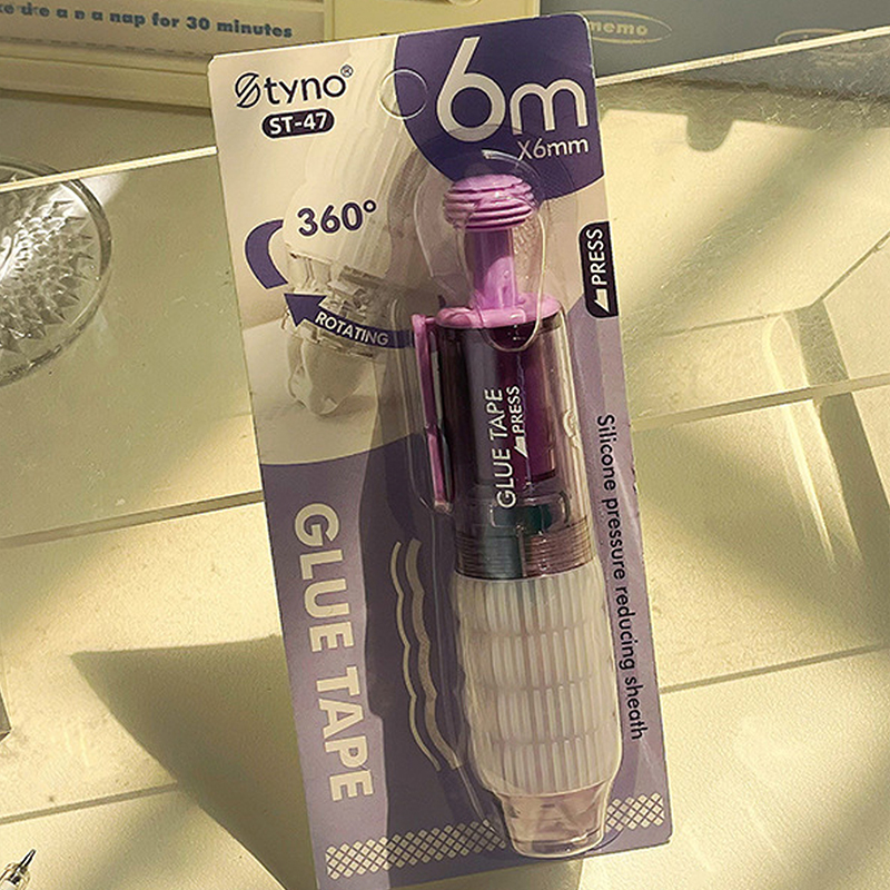 Dispensador de puntos transparente, cinta de doble cara, recambios reemplazables, manual, pegamento de puntos, papelería, suministros escolares y de oficina, papelería: Morado