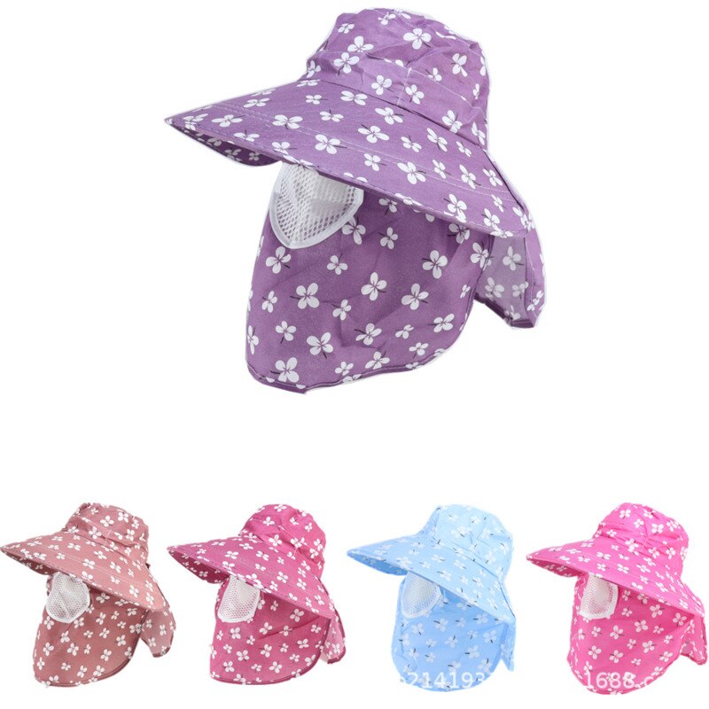 Women UV Protection Cap Breathable Big Brim Outdoor Sun Hat With Face Neck Flap Woman Working Hat