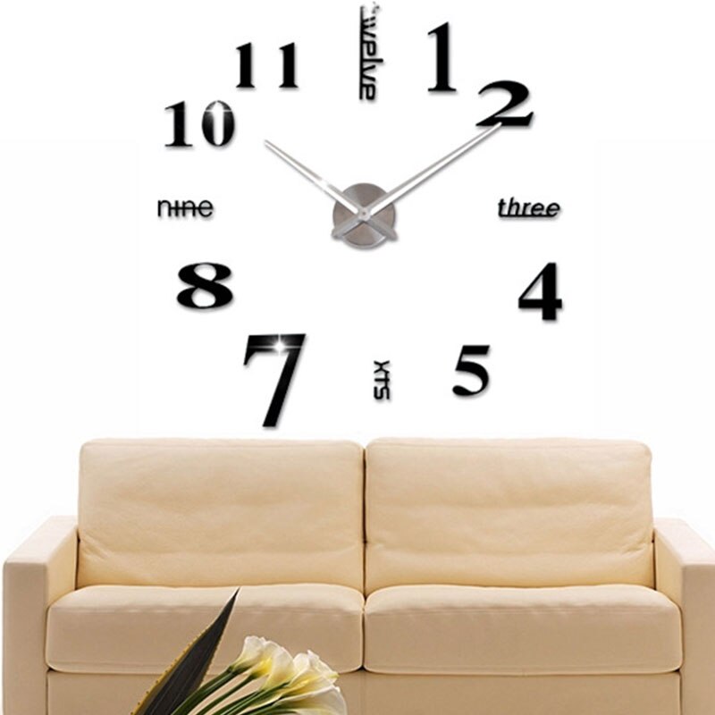 Reloj de pared y moderno para decoración del hogar, cronógrafo con números, reloj de pared adhesivo, grande, 3D, Digital,