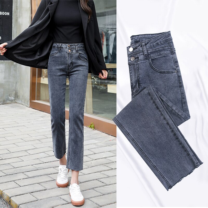Jean boyfriend taille haute pour Femme, Pantalon droit, ample, décontracté, Denim, Streetwear,