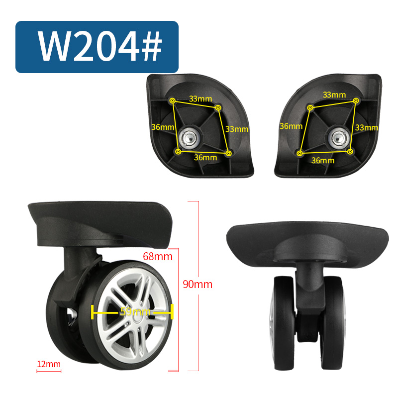 1 Pair of Universal Luggage Wheel Replacement Silent Balanced Wear-Resistant Universal Caster Luggage Accessories