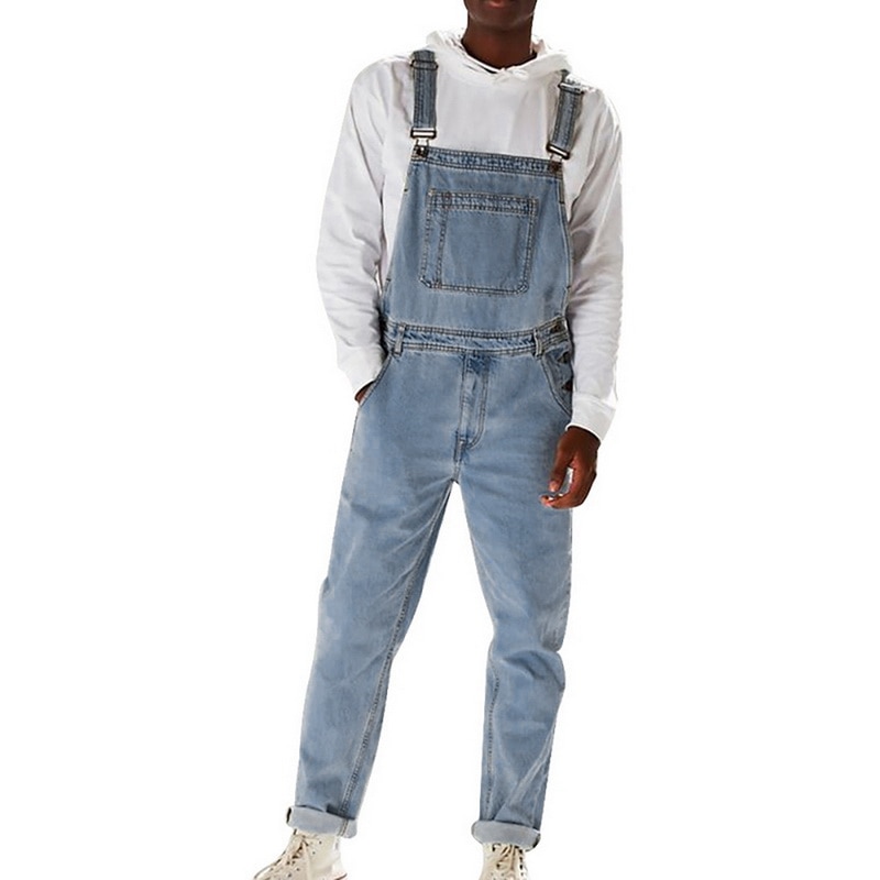 Heflashor heren casual jeans denim band jeans jumpsuit losvallend mouwloos casual vrouwelijk overalls tuinbroek playsuit