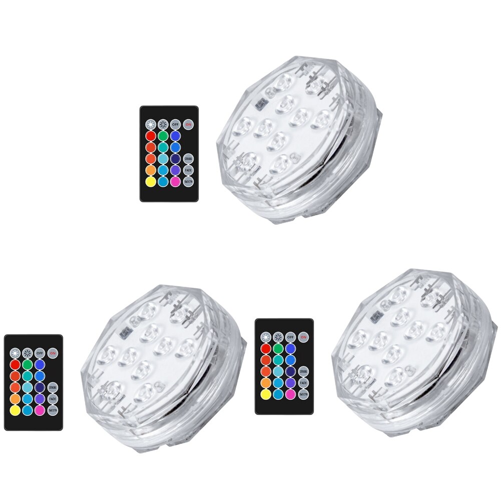 10Pcs Rgb Afstandsbediening Dompelpompen Licht IP68 Waterdichte Onderwater Licht Vijver Zwembad Decor Night Lamp Voor Aquarium: 3pcs