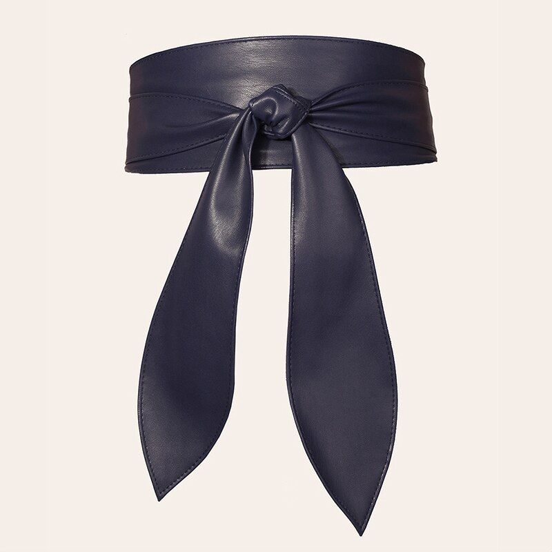 Ceinture à nœud de tempérament, en simili cuir, à la , large, délicat, doux, accessoires pour vêtements,: Marine Bleu