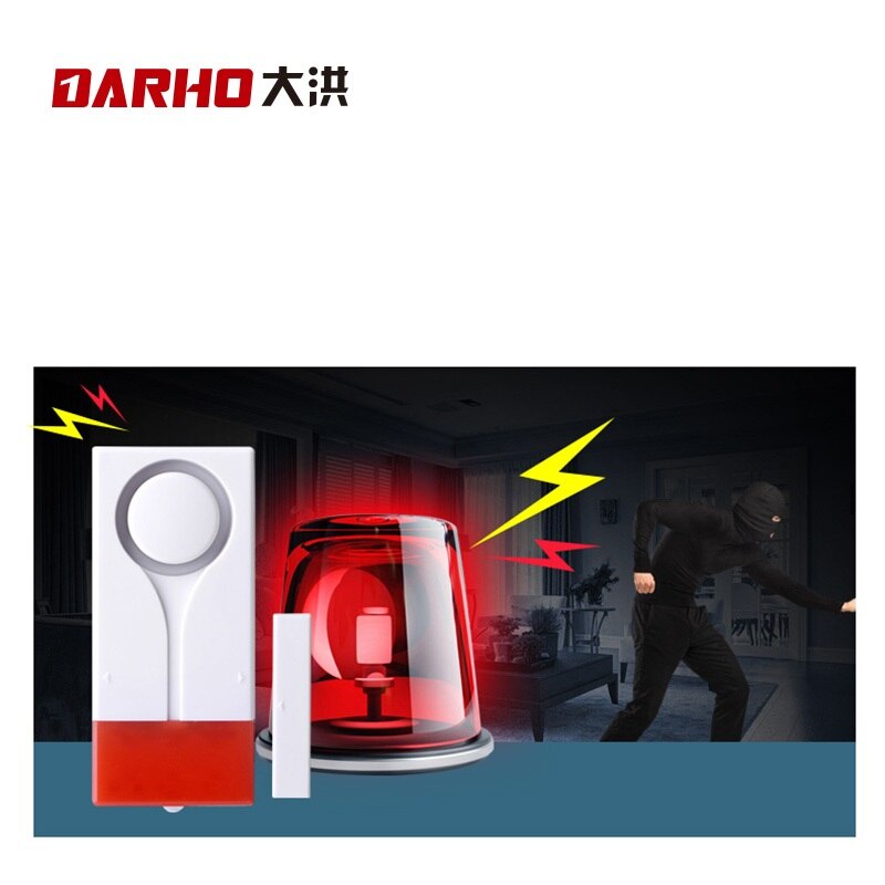 Darho Rode Flash Home Security Bel Met Geluid Venster Deur Magneet Sensor Detector Draadloze Alarm Systeem + Afstandsbediening