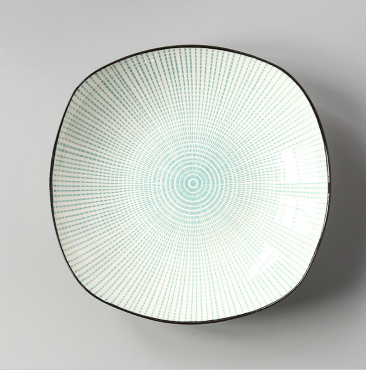 Japanese 8-inch Square Ceramic Dish Glaze Color Simple Household Serving Dish Salad Plate Dinner Plates For Kitchen Utensils: 3