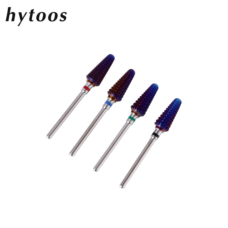 HYTOOS broca Tornado púrpura 3/32 brocas de carburo para uñas fresas para manicura quitar Gel accesorios de archivo eléctrico