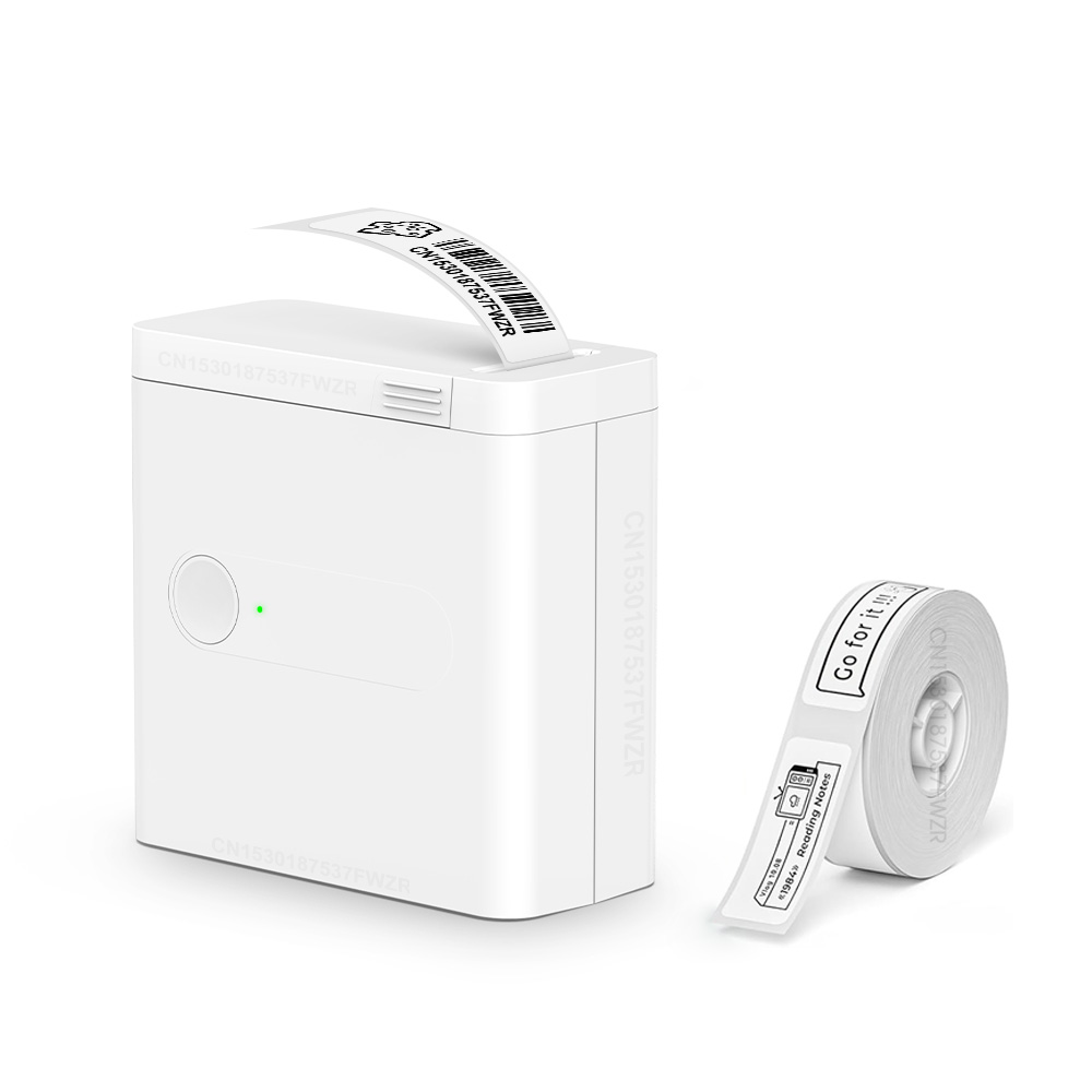 Wireless Thermal Printer D12 Portable Inkless Mini Label Printer D12 Labeling Machine DIY Label Paper or 1PK Printing Sticker: WHITE