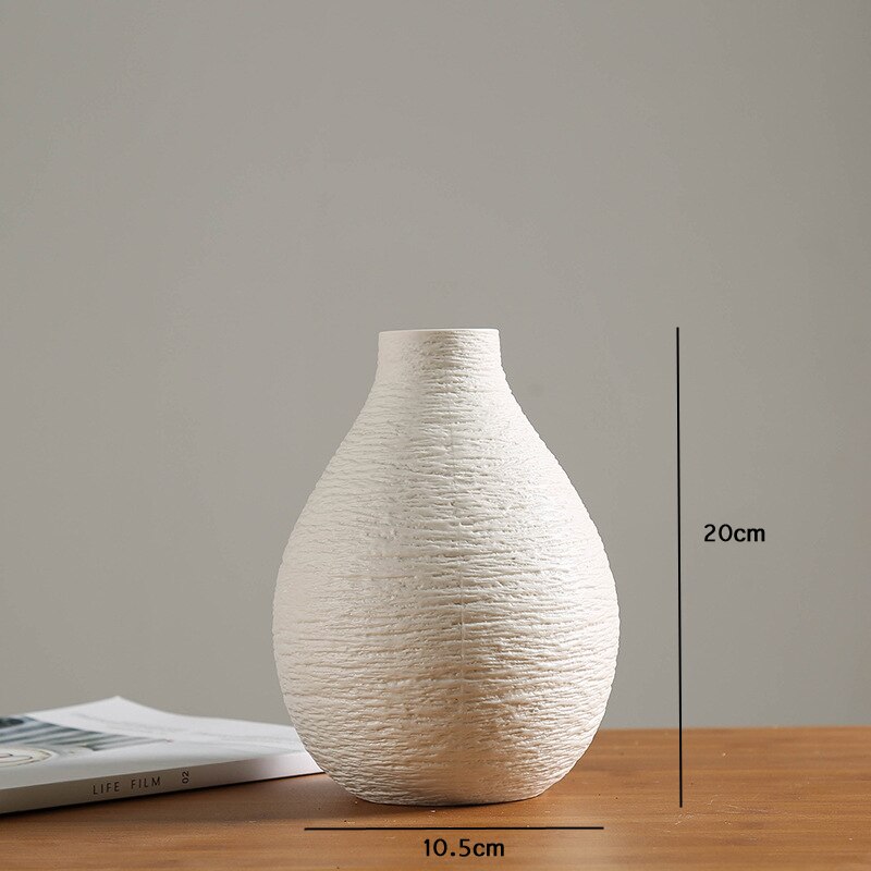 Hvit vase keramikk vase hjemmedekorasjon tilbehør tørr blomst moderne minimalistiske litterære vaser for blomster ev dekorasyon: 6