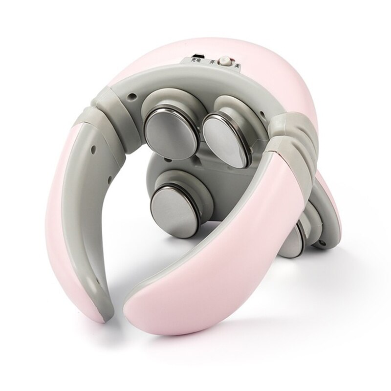 Elektrisk massasje rygg og nakke massasjeapparat smart 4d magnetisk puls tretthet smertelindring cervikal massasje slappe av massasjeador: Rosa