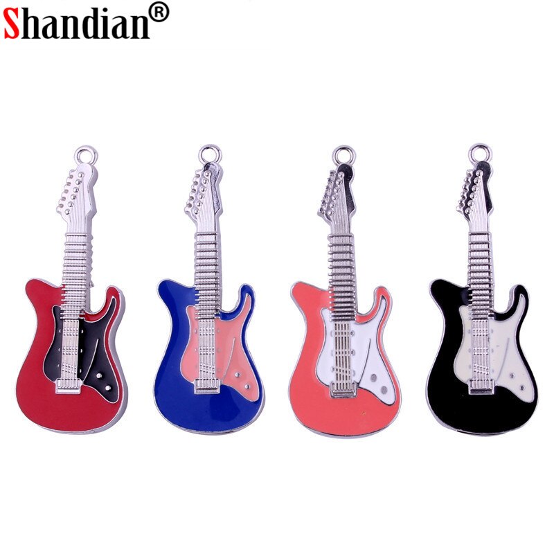 SHANDIAN nowy Rock and roll elektryczny kształt gitary pamięć USB muzyka pen Drive metalowy pendrive 4GB 16GB 32GB karta pamięci 64GB