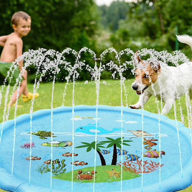 170cm Kids Water Spray Mat Sprinkler Pad Mat Children Summer Outdoor Water Splash Play Mat Lawn Inflatable Cushion Toy