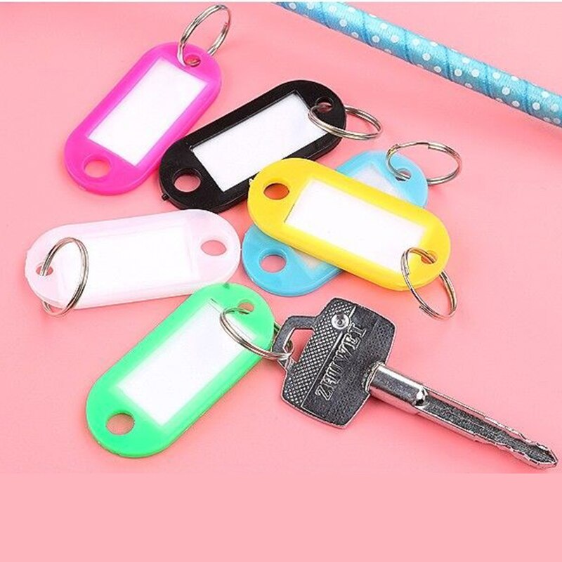 50pcs 5*2.2cm solide et mixte couleur plastique porte-clés ébauches porte-clés ID étiquette bricolage nom étiquettes pour bagages papier insérer étiquettes à bagages