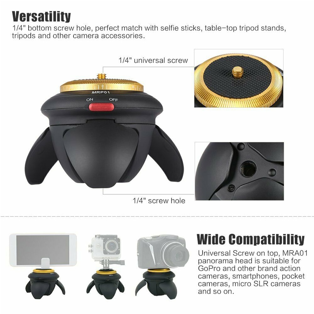 Time Lapse Mobilephone 360 Rotation Holder Tripod Head Camera Accessories Electric Panorama Adjustable Desktop Mount Univeral