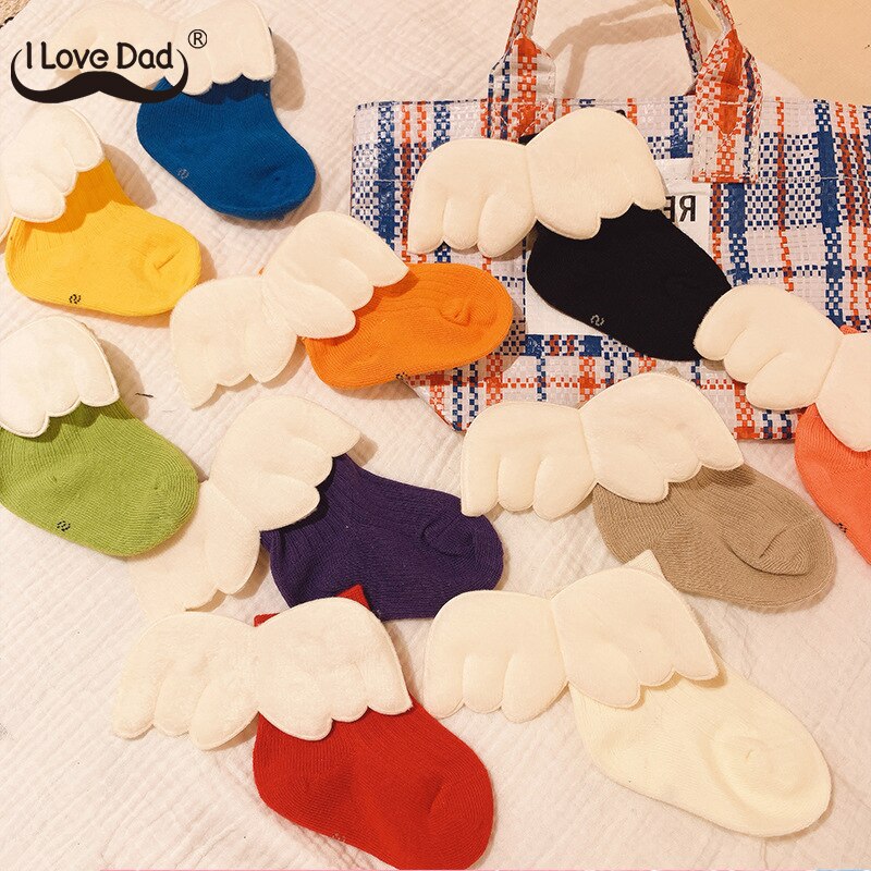 Herfst Winter Leuke Engelenvleugels Pasgeboren Baby Sokken Effen Kleur Meisje Jongen Sokken Baby Peuter Dikke Warme Kids Floor Sokken