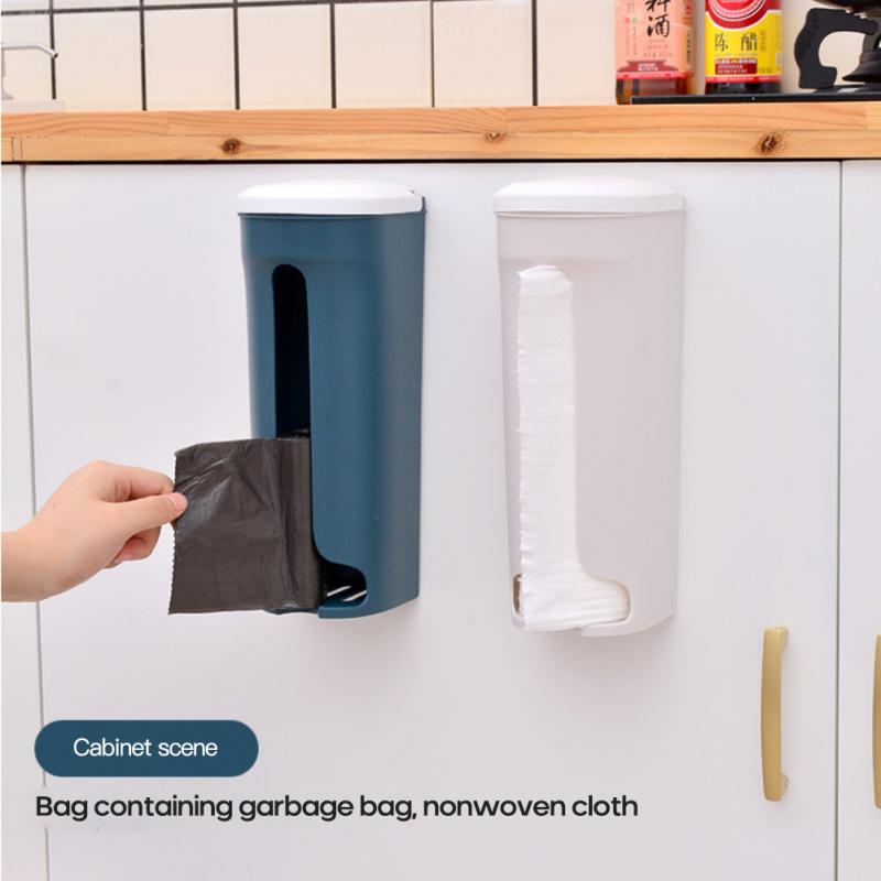 Wall Hanging Home Kitchen Bathroom Box Wall Hanging Plastic Storing Rack With Cover Life Home Garbage Bag Storage Container