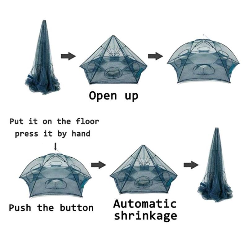 Automatic folding lobster cage fishing nets Hand throw net prawns Bold Umbrella cage Fishing gear Shrimp catching