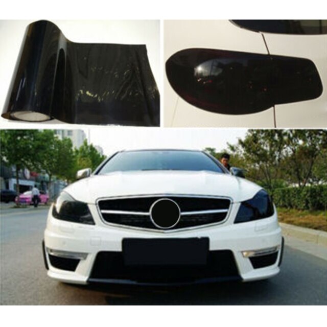 1 Roll Mistlamp Sticker Protector Achterlicht Auto Film Koplamp Vinyl: Dark Black