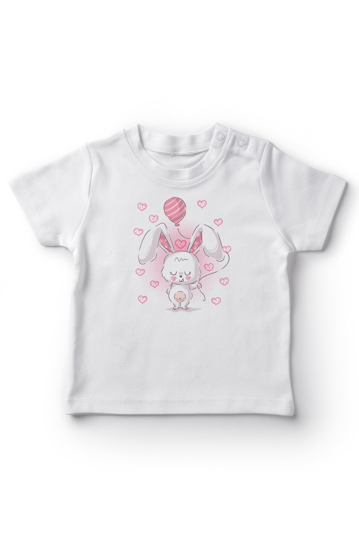 Angemiel babyballon met schattig klein konijntje babymeisje t-shirt wit