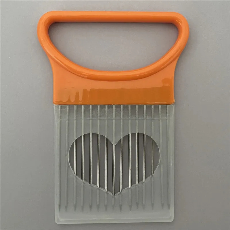 Support de coupe d'oignon en acier inoxydable, trancheur alimentaire, Assistant de tomate, support de trancheur d'oignon, fourchette de coupe de légumes, Gadgets de cuisine: kaki foncé