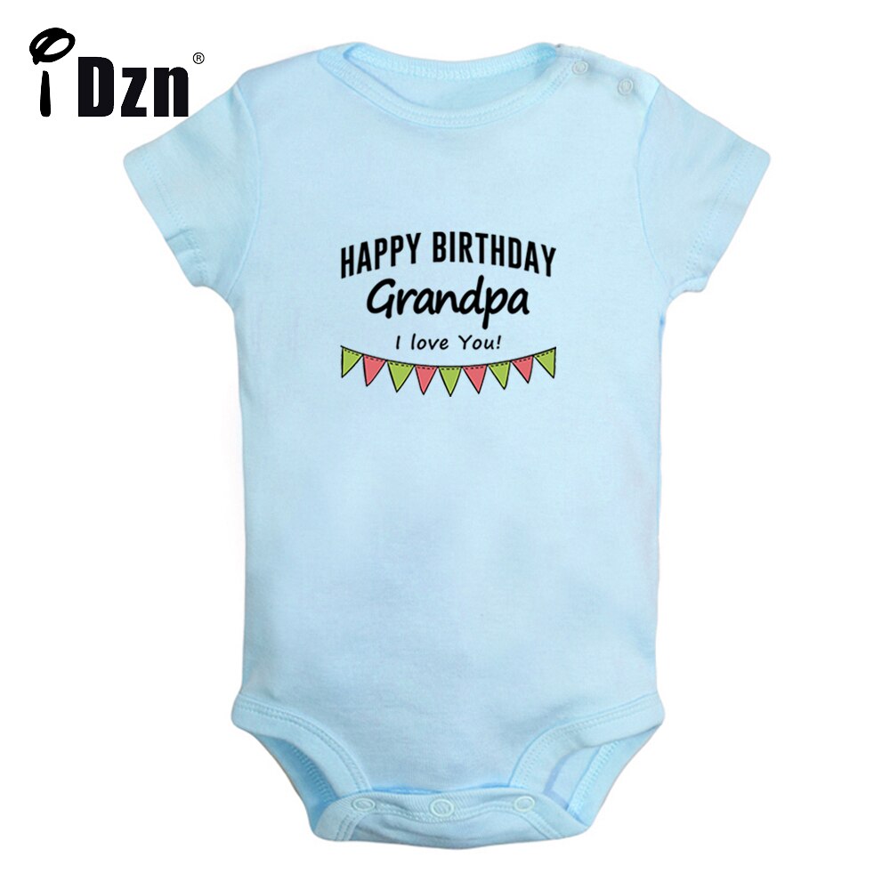 Feliz aniversário vovô eu te amo bebê meninos diversão macacão bebê meninas bonito bodysuit infantil mangas curtas macacão roupas macias