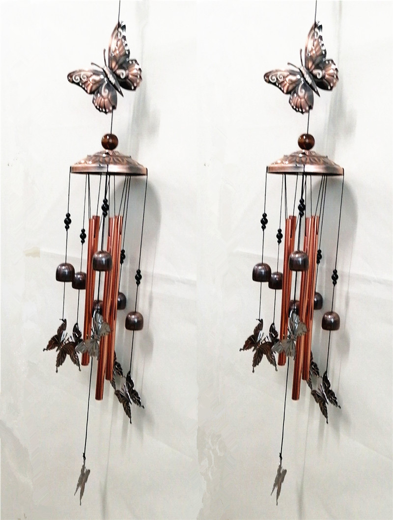 Style européen carillons éoliens cloche Tubes de cuivre cour extérieure décor de jardin papillon oiseau hibou décor à la maison suspendus ornement PropsLA522