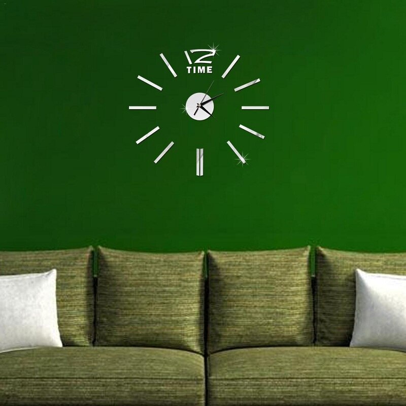 Zollor 3D Acrylic Modern DIY Large Wall-Clock Sticker Mute Digital Wall Big Clock Living Room Home Office Decorate