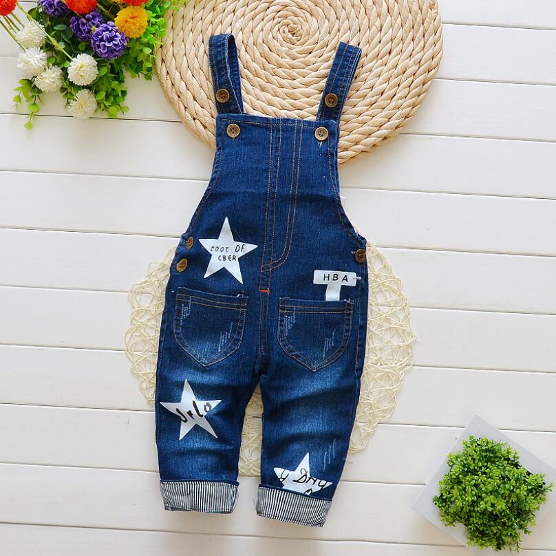 Drenge bukser spædbarn overalls 1-4 år baby piger tøj dreng forår/efterår jeans børn pentagram jumpsuit bomuld denim bukser