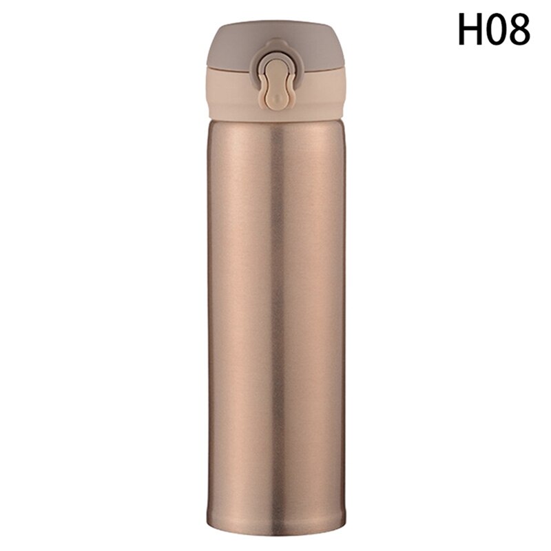 500ML 304 Stainless Steel Thermos Bottle Portable Office Business Vacuum Bottle Travel Drink Flask Water Bottle Home Thermocup: H08