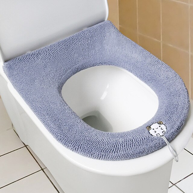 Comfortabele Borduren Badkamer Toilet Seat Cover Winter Wc Cover Huishoudelijke Closestool Mat Seat Case Deksel Deksel: Purple