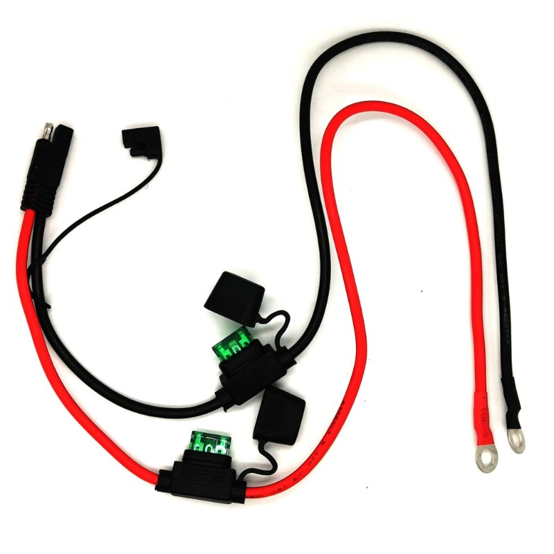 SAE to O Ring Terminal Harness with 30A Protection Fuse 2-Pin Quick Disconnect Plug 10AWG 60CM SAE Battery Extension Cable