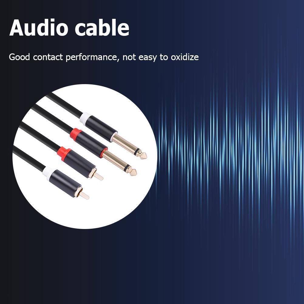 2 Rca Mannelijke Naar 2 6.35 Jack Mannelijke Audio Kabel 1.5M Connector Converter Adapter Snoer