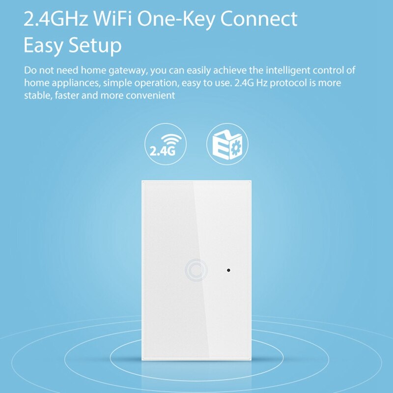 Smart wifi vägglampa strömbrytare 1 gäng tryck på strömbrytare fjärrkontroll smart life tuya app arbeta med alexa google home us plug