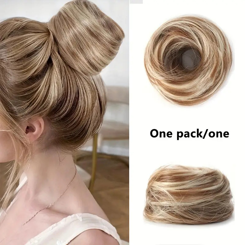 Moño básico para mujer, moño de pelo liso sintético para todas las personas, extensión de cabello de aspecto Natural para mujer: T1B/Verde