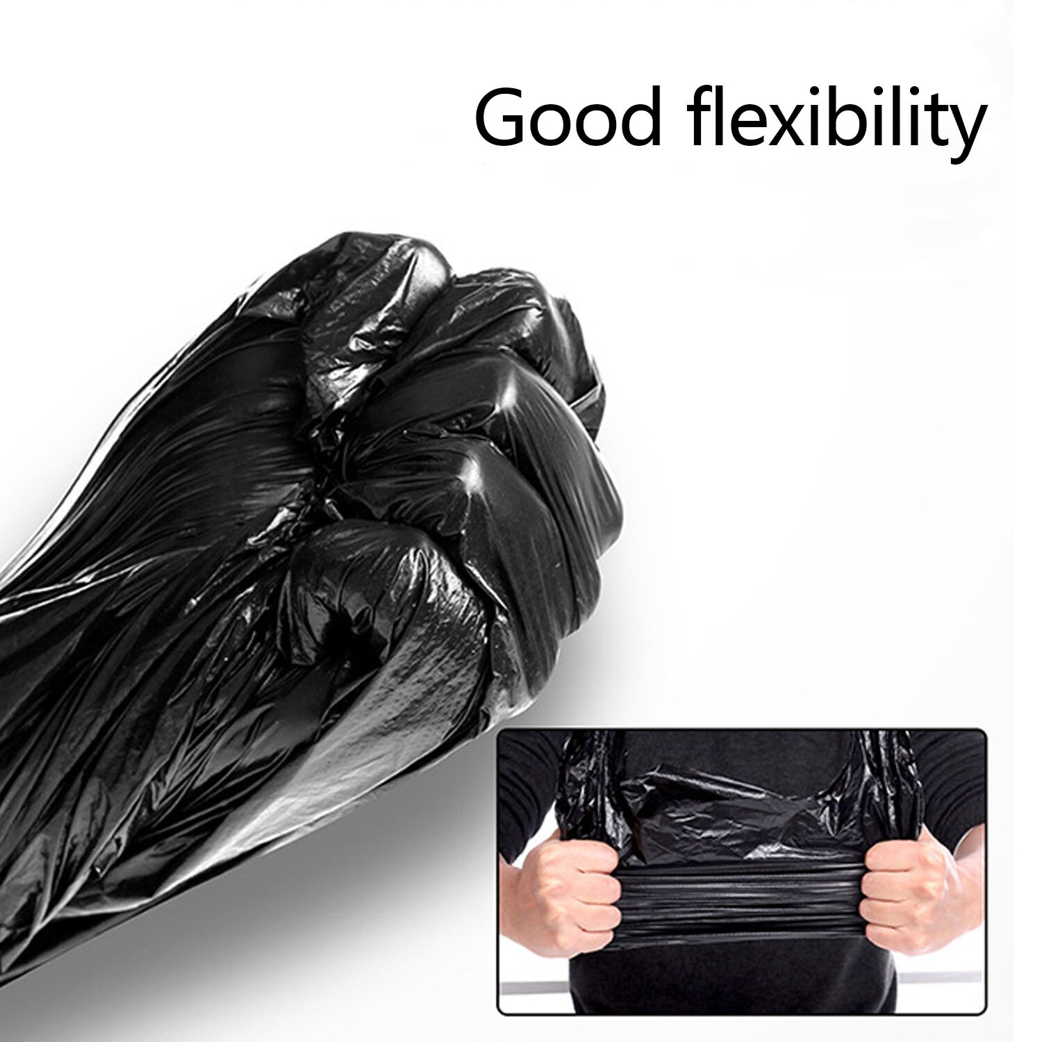 1 Roll/50pcs Disposable Thicken Garbage Bag Trash Can Vest Type Rubbish Bags Kitchen Waste Bag Black Privacy Plastic Trash Bags