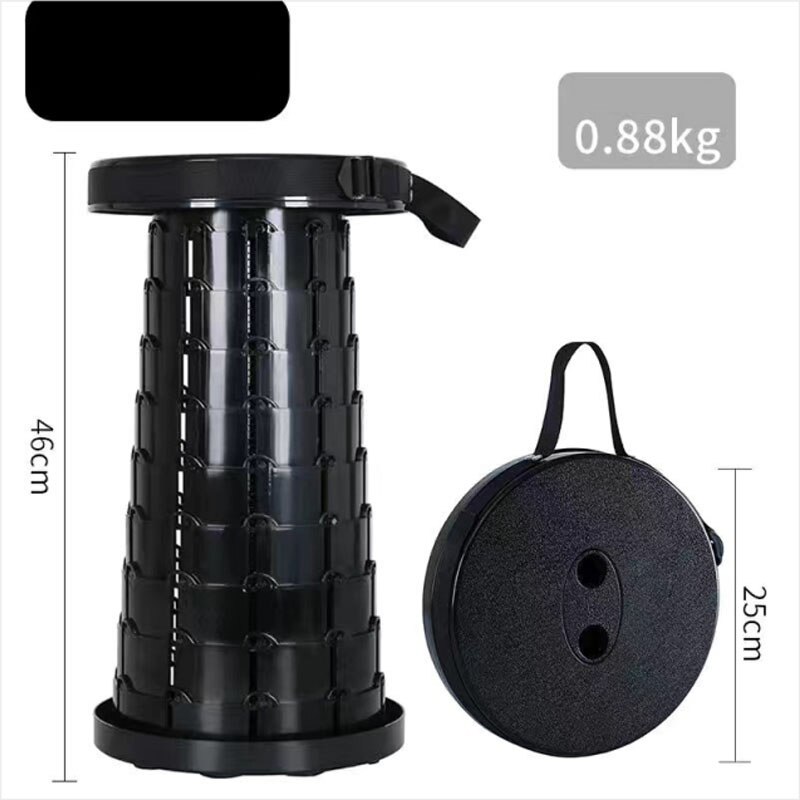 Outdoor Furniture Retractable Stool Beach Chairs Portable Stool Lounge Folding Chair Camping Stool Foldable Fishing Chair: Black