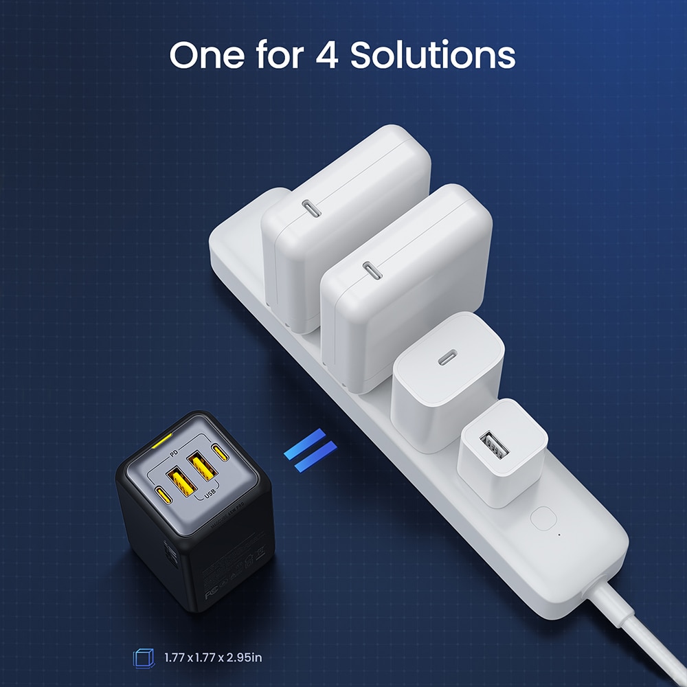 AOHI USB C Ladegerät GaN 65W 4-Port Desktop USB Ladestation PD Schnelle Lade Adapter für Macbook iPhone 13 12 Pro Max Galaxy