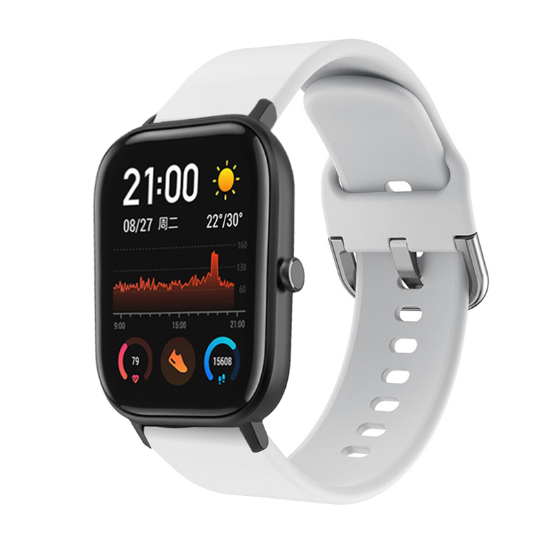 Ranneke huami amazfit gts 20mm älykellohihna monivärinen silikonihihna litteä pää puhdas väri älykäs rannekorun hihna