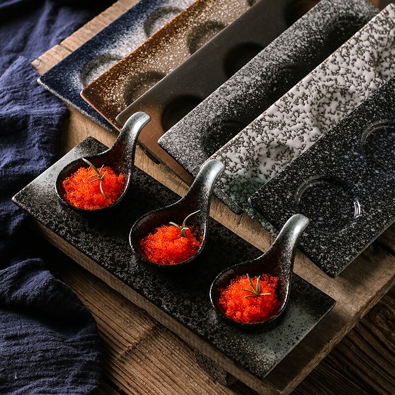 FANCITY-plato de caviar japonés, platillo de cerámica para restaurante, plato retro pequeño, plato de salsa de soja