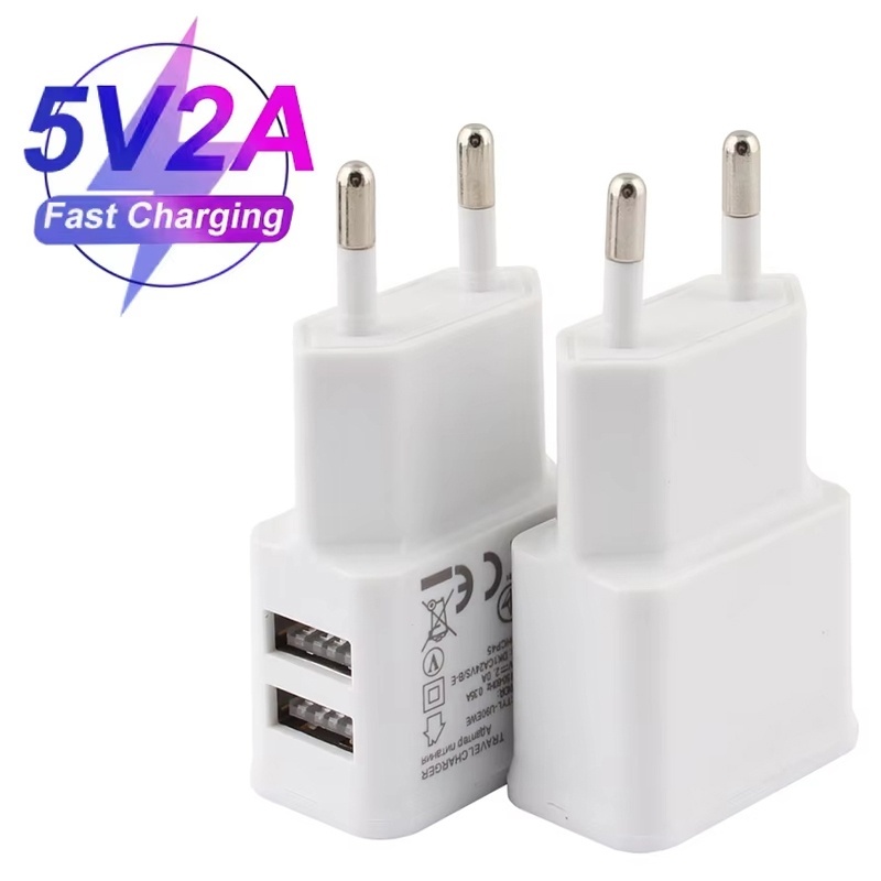 5V 2A USB Charger Dual USB Chargers Cell Phone EU Plug Power Adapter Wall Charging For iPhone Xiaomi Huawei Phone Power Adapter