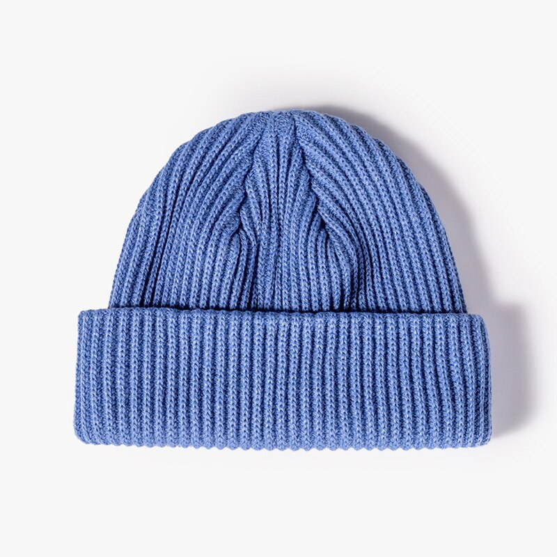 Luxury Brand Knitted Winter Autumn Beanies Men Women Solid Outdoor Thick Warm Hat Casual Skullies Big Size Caps: Light Blue