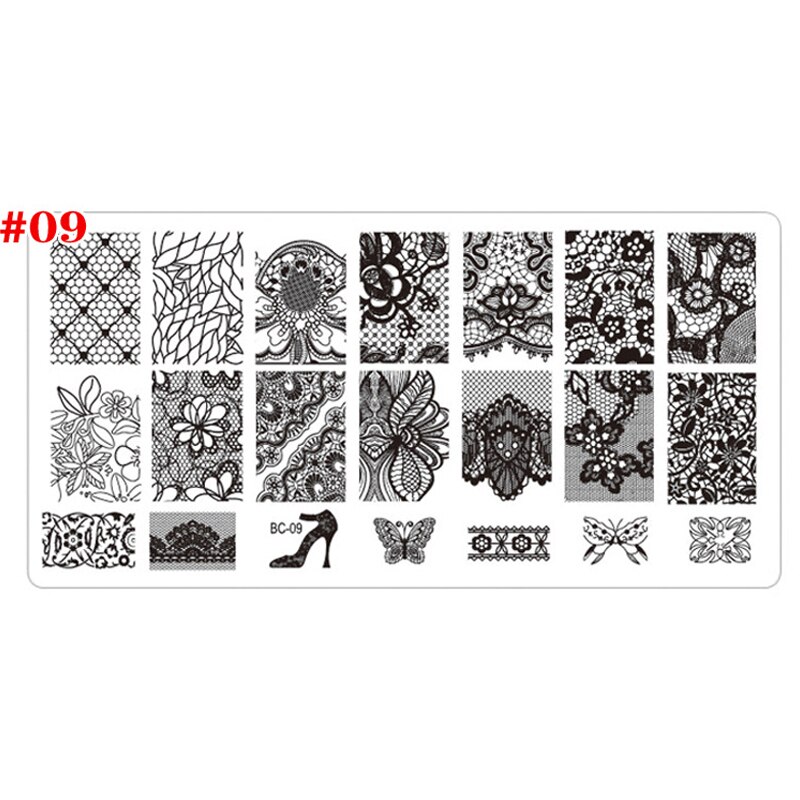 12*6cm Nail art Vorlagen Stanzen Platte Spitze serie Schmetterlinge/Blumen/Pflanzen Muster Transfer Druck vorlage: MPBC09