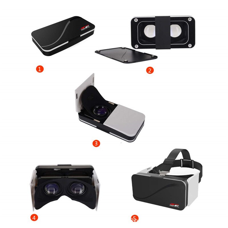 Opvouwbare vr-bril, draagbare 3d virtual reality vr slimme digitale brillen voor 3d vr-filmspellen (4.7-6 inch telefoons
