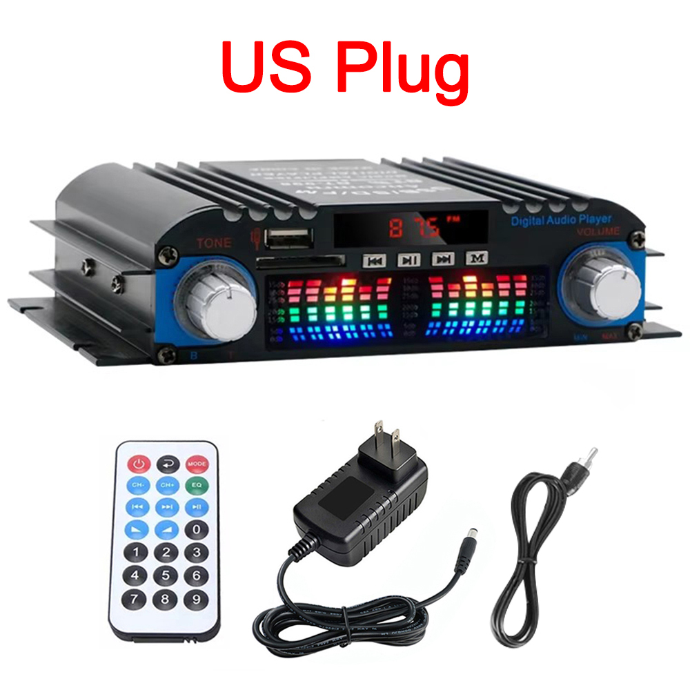1600W Peak Power HiFi Sound Amplifier Digital 4 Channel Audio Amplifier Bluetooth Karaoke Player FM Radio Support Remote Control: Orange