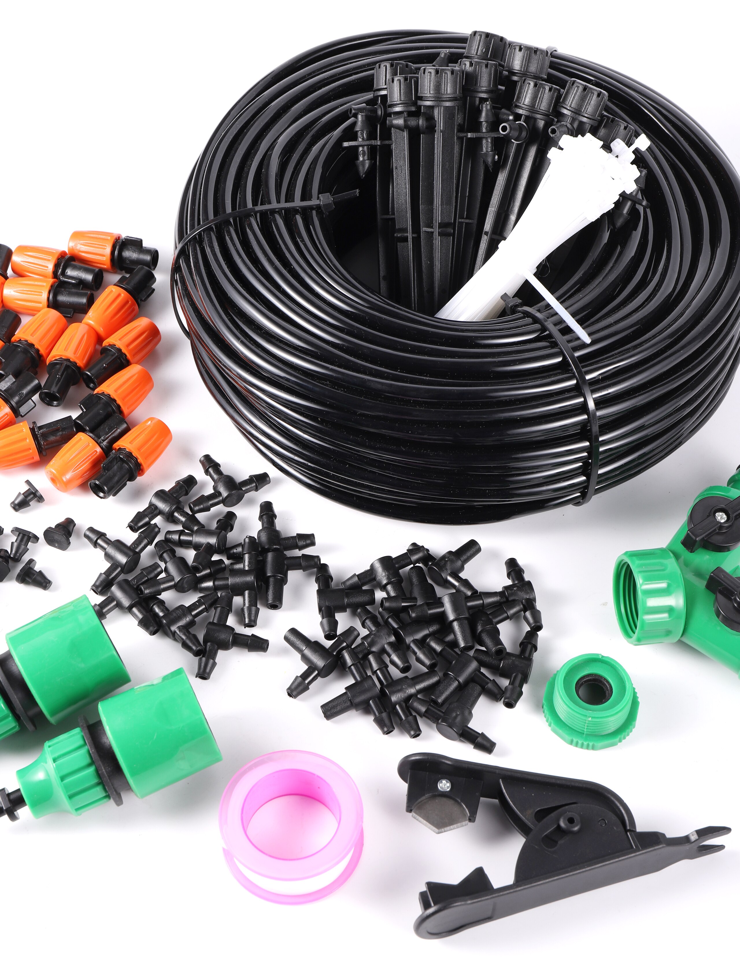 Garden Irrigation Misting System Sprayer Kit Cooling Dust Removal Atomized Landscaping Nozzle Kit 5/10/15/20/25m 4/7mm Hose