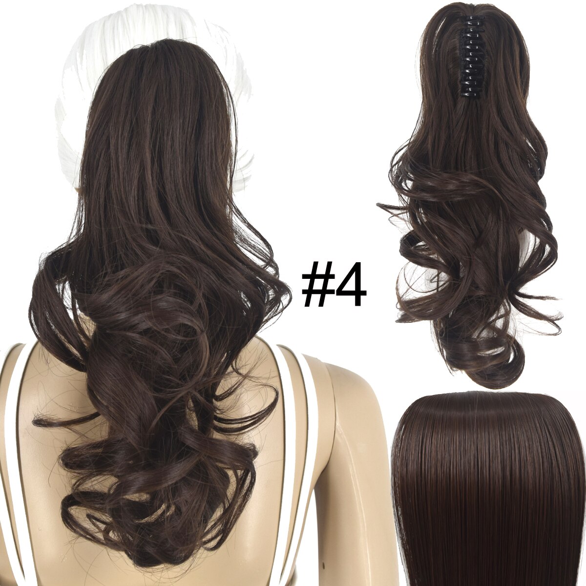 Topreety Hittebestendige Synthetische Haar 90gr 14 "35 Cm Golvend Claw Clip In/Op Paardenstaart Hair Extensions CP-222: 4