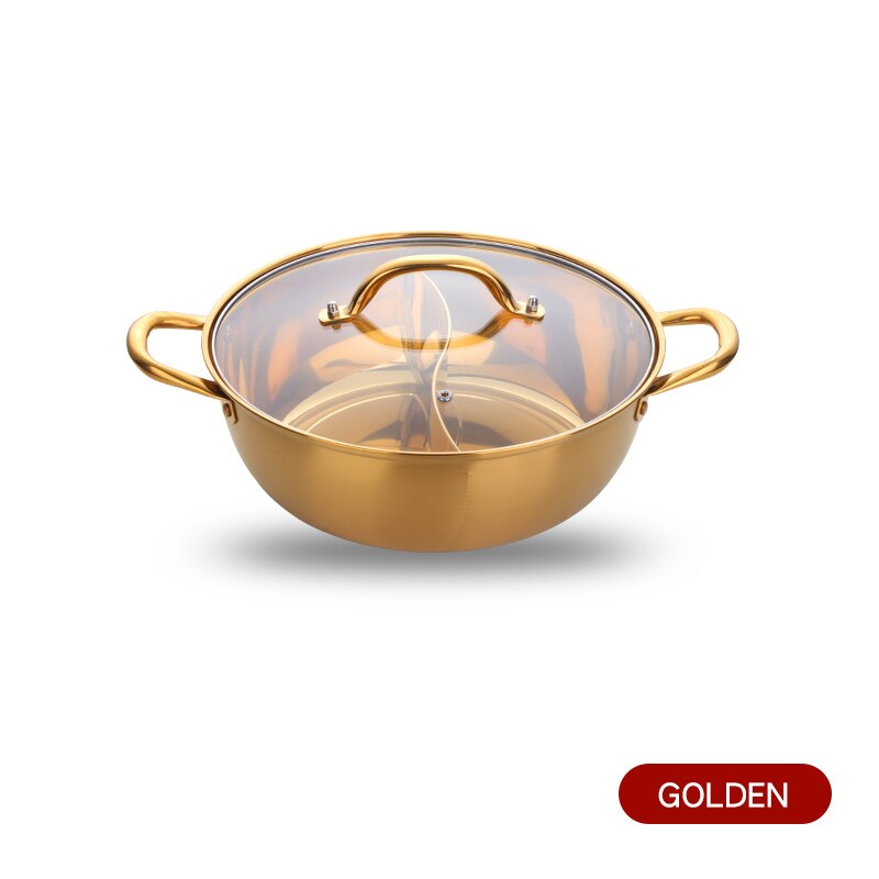 Chinese Pot Stainless Steel Cooking Pot Kitchen Utensils Single-Layer Compatible Soup Stock Pots Home Cookware: A168-Gold