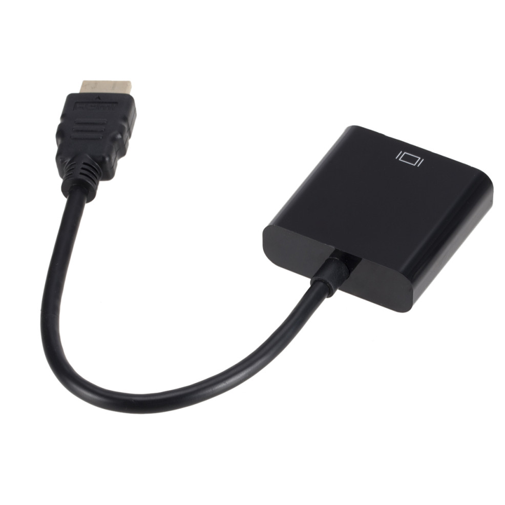 Convertisseur de câble HDMI vers VGA, pour tablettes, ordinateurs portables, PC, TV HD, avec alimentation Audio 3.5, adaptateur convertisseur mâle à femelle: Black